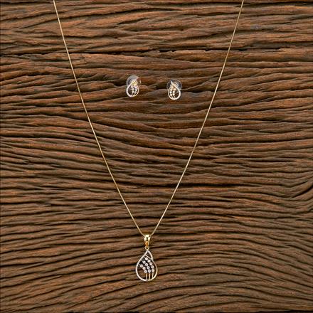Cz Classic Pendant Set With 2 Tone Plating