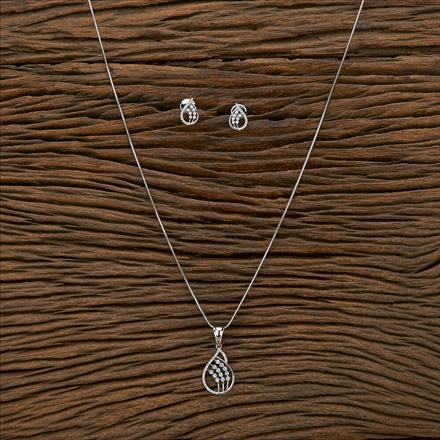 Cz Classic Pendant Set With Rhodium Plating