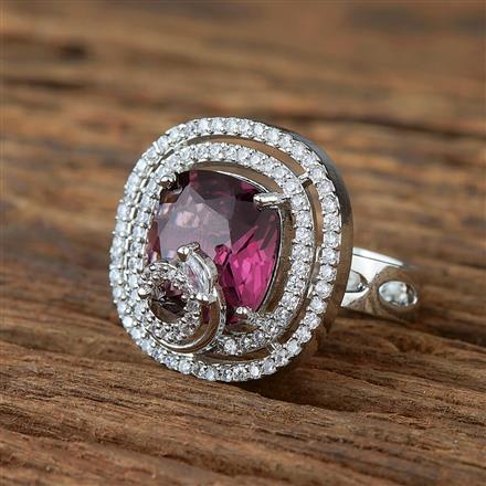 Cz Adjustable Ring With Rhodium Plating