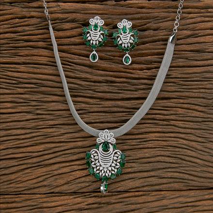Cz Classic Pendant Set With Rhodium Plating
