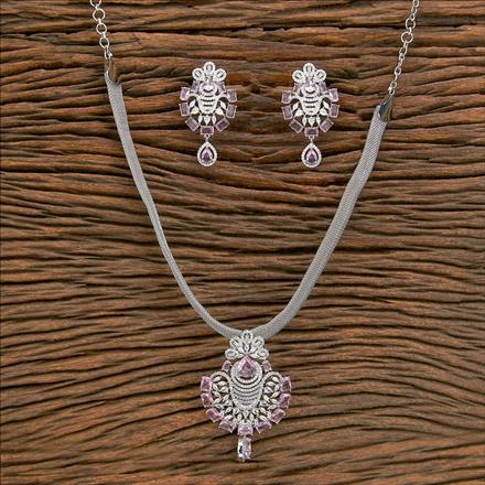 Cz Classic Pendant Set With Rhodium Plating