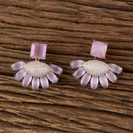 Cz Classic Earring With Rhodium Plating