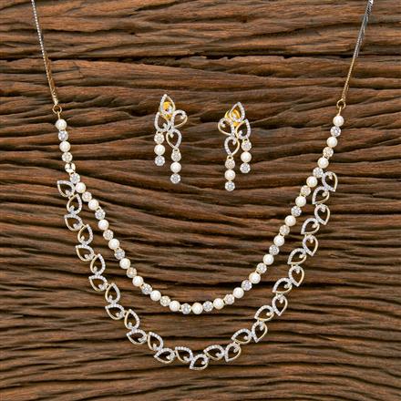 Cz Moti Necklace With 2 Tone Rhodium Plating