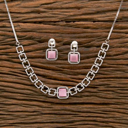 Cz Classic Necklace With Rhodium Plating