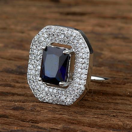 Cz Classic Ring With Rhodium Plating