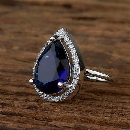 Cz Classic Ring With Rhodium Plating