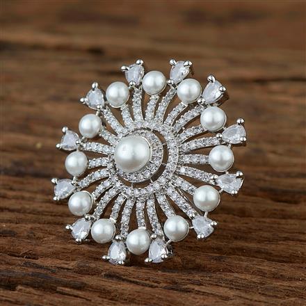 Cz Adjustable Ring With Rhodium Plating