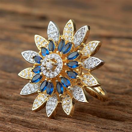 Cz Adjustable Ring With 2 Tone Plating