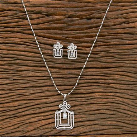 Cz Classic Pendant Set With Rhodium Plating