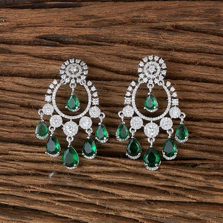 Cz Classic Earring With Rhodium Plating