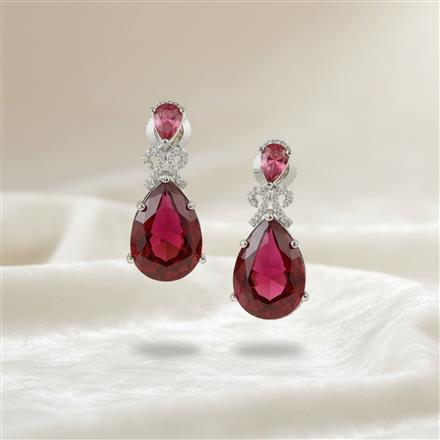 Cz Short Earring With Rhodium Plating