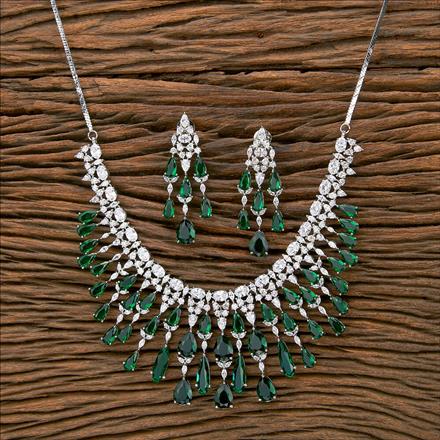 Cz Classic Necklace With Rhodium Plating