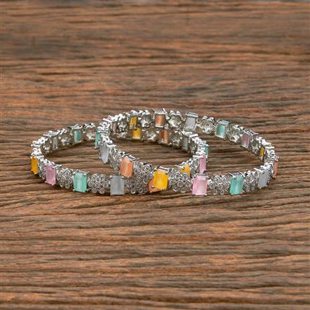 Cz Classic Bangles With Rhodium Plating