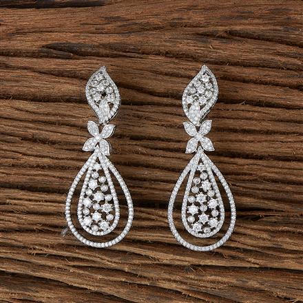 Cz Classic Earring With Black 2 Tone Rhodium Plating
