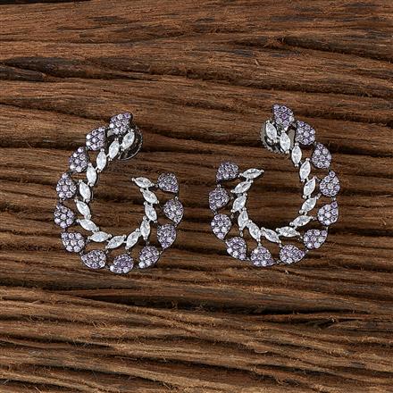 Cz Classic Earring With Black Plating