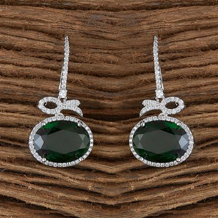 Cz Classic Earring With Rhodium Plating