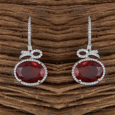 Cz Classic Earring With Rhodium Plating