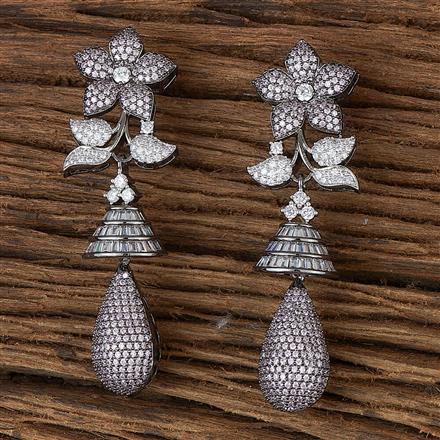 Cz Nano Stone Earring With Black Plating
