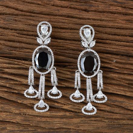 Cz Classic Earring With Rhodium Plating