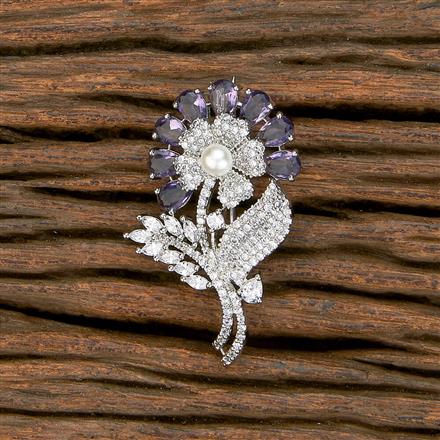 Cz Classic Brooch With Rhodium Plating