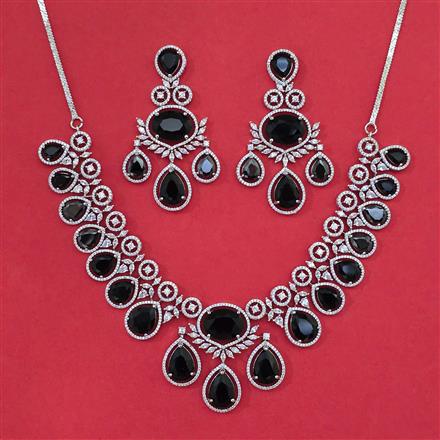 American Diamond Classic Necklace With Rhodium Plating
