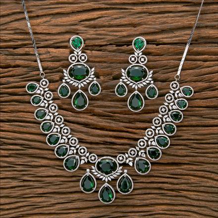 Cz Classic Necklace With Rhodium Plating