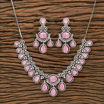 Cz Classic Necklace With Rhodium Plating