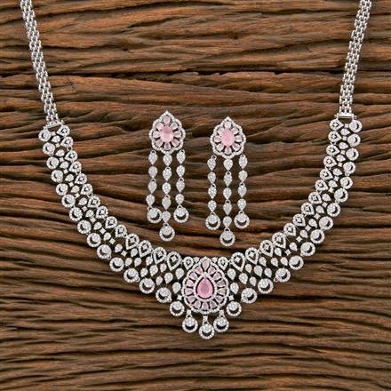 Cz Classic Necklace With Rhodium Plating