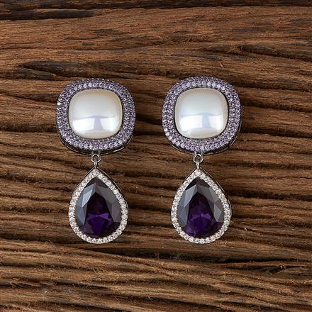 Cz Nano Stone Earring With Black Plating