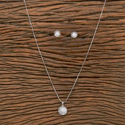 Cz Classic Pendant Set With Rhodium Plating