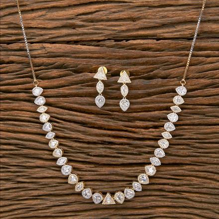 Cz Delicate Necklace With Black 2 Tone Rhodium Plating