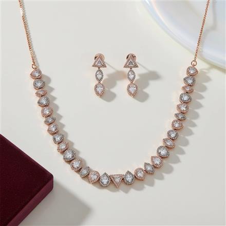 Cz Delicate Necklace With Black 2 Tone Rhodium Plating