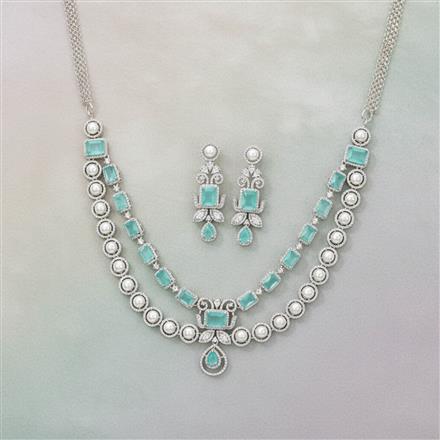Cz Classic Necklace With Rhodium Plating