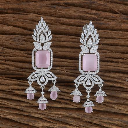 Cz Classic Earring With Rhodium Plating