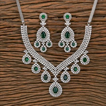Cz Classic Necklace With Rhodium Plating