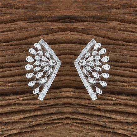 Cz Classic Earring With Gold Rhodium Plating