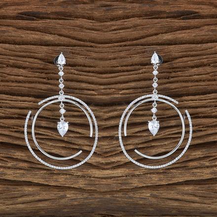 Cz Classic Earring With 2 Tone Rhodium Plating