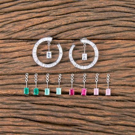 Cz Changeable Stone Earring With Gold Rhodium Plating