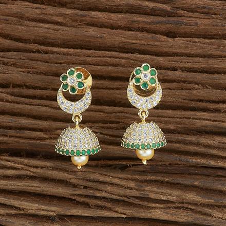 Cz South Indian Earring With Gold Plating