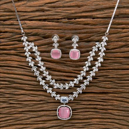 Cz Classic Pendant Set With Rhodium Plating