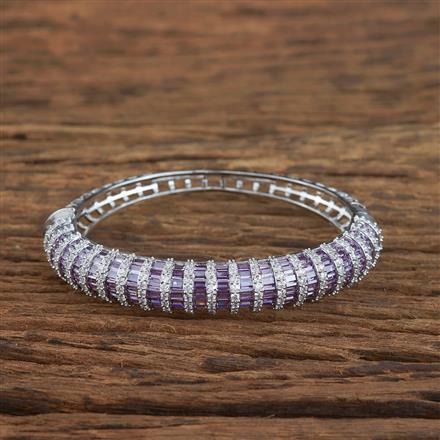 Cz Classic Kada With Rhodium Plating