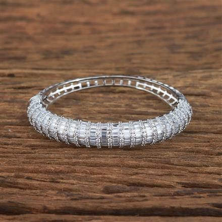 Cz Classic Kada With Rhodium Plating