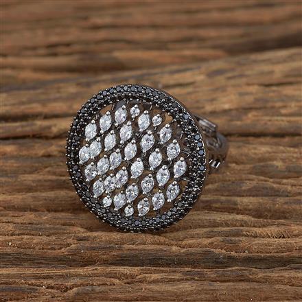 Cz Nano Stone Ring With Black Plating