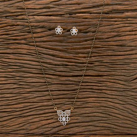 Cubic Zirconia Classic Mangalsutra With 2 Tone Rhodium Plating