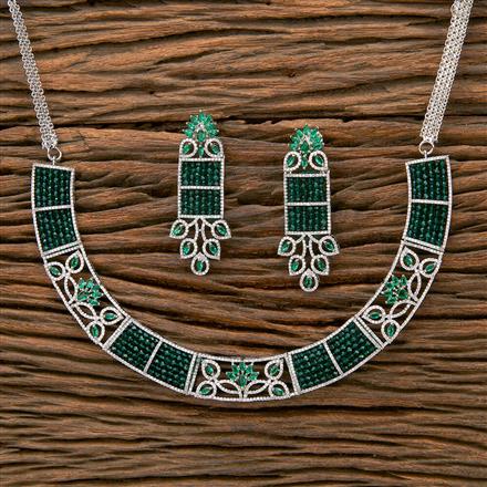 Cz Bandhai Necklace With Rhodium Plating