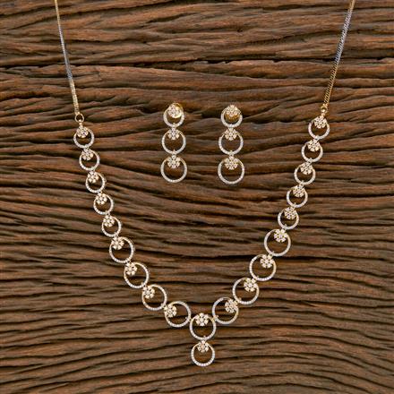 Cubic Zirconia Classic Necklace With Black 2 Tone Rhodium Plating