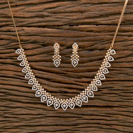 Cubic Zirconia Classic Necklace With Black Rose 2 Tone Rhodium Plating