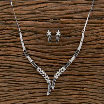 Cubic Zirconia Stiff Necklace With Rhodium Plating
