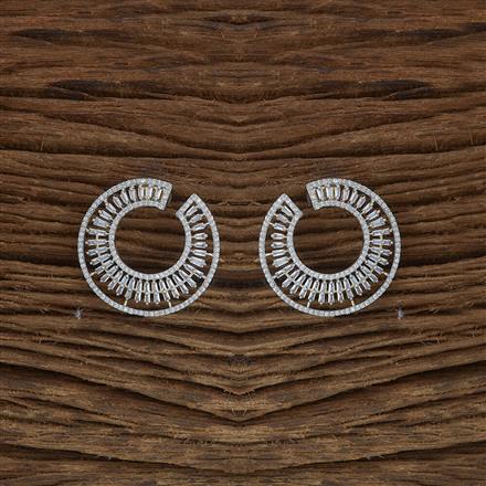Cubic Zirconia Chand Earring With 2 Tone Rhodium Plating