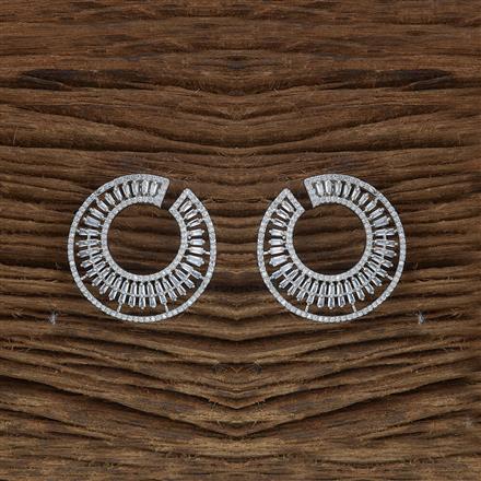 Cubic Zirconia Chand Earring With 2 Tone Rhodium Plating